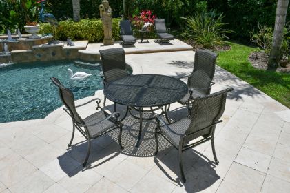 Windermere Woven Outdoor Round Dining Table Set of 5 (KIT)