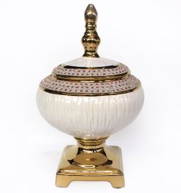 White Porcelain Cask with Embedded Jewels