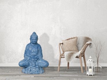 Sitting Buddha Lotus Blue Wash Finish