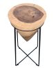 Suar Wood Cone Table With Iron Stand