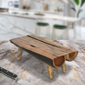 Teak Parisian Style 19.7 In Cutting Board With Natural Legs
