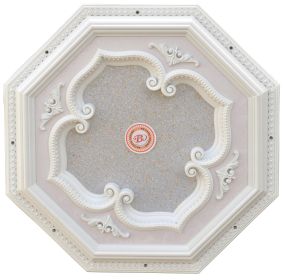 White and Silver Four Leaf Clover Octagon Chandelier Ceiling Medallion 24in