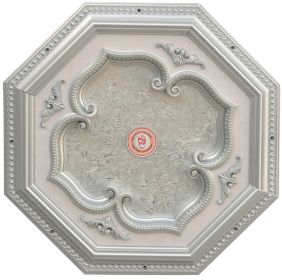 Silver Four Leaf Clover and Silver Frame Octagon Chandelier Ceiling Medallion 24in