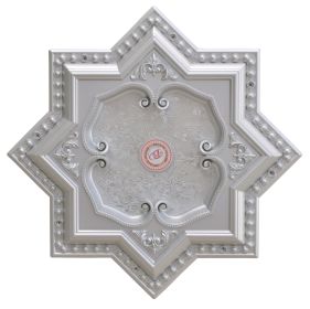 Silver Eight Pointed Star Chandelier Ceiling Medallion 24in