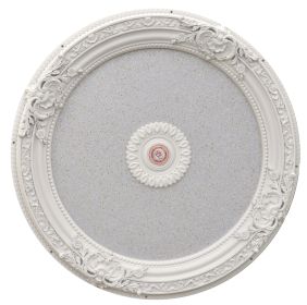White and Silver Round Chandelier Ceiling Medallion 36in