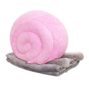 Set of Office Cushion Creative Snails Pillow and Coral Velvet Blanket; Pink