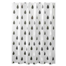 Black White Raindrops PEVA Bathroom Waterproof Shower Curtain Bathroom Hanging Curtain Door Curtain, 71x71inch