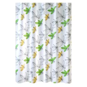 Yellow Green Flower PEVA Bathroom Waterproof Shower Curtain Bathroom Hanging Curtain Toilet Door Curtain Partition Curtain, 71x71inch