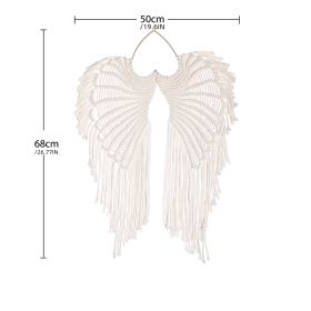 1pc Bohemian Angel Wings Tapestry Pendant with Long Tassels - Hand Woven Dream Catcher Wall Hanging for Weddings, Offices, and Bedrooms