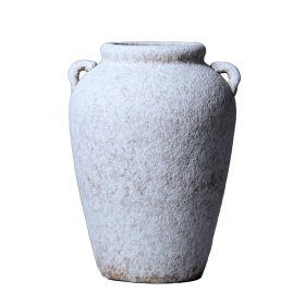 Artisan Ceramic Grey Stone Vase 7"D x 10.5"H - Country Charm for Your Home