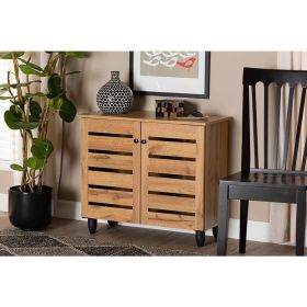 Gisela Modern and Contemporary Oak Brown Finished Wood 2-Door Shoe Storage Cabinet