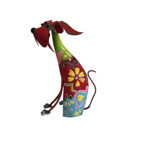 17 Inch Decorative Metal Dog Sculpture, Multicolor