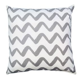 20 x 20 Modern Square Cotton Accent Throw Pillow, Simple Chevron Pattern, Gray, White