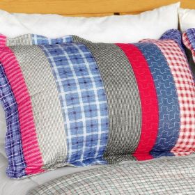 [Retro Stripe] Cotton 3PC Vermicelli-Quilted Patchwork Quilt Set (Full/Queen Size)