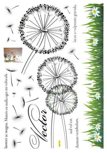 Dandelion On The Field - Large Wall Decals Stickers Appliques Home Decor