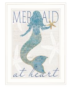 "Mermaid at Heart" by Kate Sherrill, Ready to Hang Framed Print, White Frame