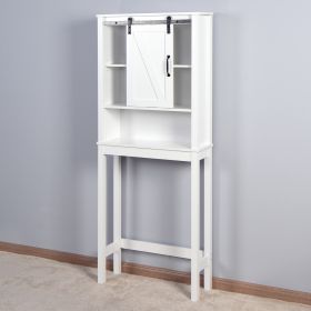 Over-the-Toilet Storage Cabinet; Space-Saving Bathroom Cabinet; with Adjustable Shelves and A Barn Door 27.16 x 9.06 x 67 inch