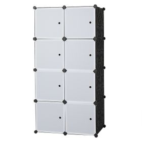 8 Cube Organizer Stackable Plastic Cube Storage Shelves Design Multifunctional Modular Closet Cabinet with Hanging Rod RT