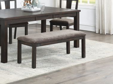Simple Elegant Design Wooden 1pc Bench Only Dining Room Cushion Seats Dark Grey Finish Solid wood Bench
