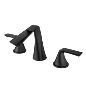 Waterfall Bathroom Faucet Widespread Bathroom Vanity Sink Faucet Black Brass 2 Handles Lavatory Bath Faucet RBF61014MB