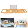 Bathtub Caddy Tray Crafted Bamboo Bath Tray Table Extendable Reading Rack Tablet Phone Holder