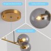 Modern American branch glass lampshade metal chain chandelier 6 bulbs
