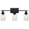 3 Light Wall Sconce Lighting with Clear Glass Shade Bathroom Vanity Lamp Fixture Modern Mounted Light for Porch Mirror Living Room Bedroom Hallway