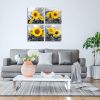 4 Pieces Sunflower Wall Art Black and Yellow Pictures for Living Room Floral Paintings for Wall Decorations
