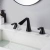 Waterfall Bathroom Faucet Widespread Bathroom Vanity Sink Faucet Black Brass 2 Handles Lavatory Bath Faucet RBF61014MB