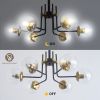 Modern American style chandelier-black gold iron-glass lampshade -6 bulbs