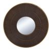 31.5x1x31.5" Round Carter Wooden Mirror with Gold Iron Frame Neutral Colorway Wall Decor for Live space, Bathroom, Entryway Wall Decor