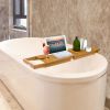 Bathtub Caddy Tray Crafted Bamboo Bath Tray Table Extendable Reading Rack Tablet Phone Holder