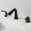 Waterfall Bathroom Faucet Widespread Bathroom Vanity Sink Faucet Black Brass 2 Handles Lavatory Bath Faucet RBF61014MB