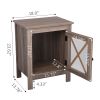 Set of 2 Industrial Nightstand Side Table End Table with X Design Glass Door--vintage wood grain XH