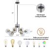 Modern American style chandelier-black gold iron-glass lampshade -6 bulbs