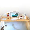 Bathtub Caddy Tray Crafted Bamboo Bath Tray Table Extendable Reading Rack Tablet Phone Holder