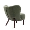 Modern Accent Chair Lambskin Sherpa Wingback Tufted Side Chair with Solid Wood Legs for Living Room Bedroom, Seaweed Green