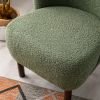 Modern Accent Chair Lambskin Sherpa Wingback Tufted Side Chair with Solid Wood Legs for Living Room Bedroom, Seaweed Green