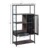 Home Office Bookcase and Bookshelf 5 Tier Display Shelf with Doors and Drawers, Freestanding Multi-functional Decorative Storage Shelving, Vintage Bro