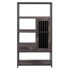 Home Office Bookcase and Bookshelf 5 Tier Display Shelf with Doors and Drawers, Freestanding Multi-functional Decorative Storage Shelving, Vintage Bro