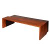 53 Inch Acacia Wood Coffee Table, Horizontal Split Design, Live Edge, Oak, Black