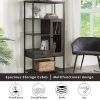 Home Office Bookcase and Bookshelf 5 Tier Display Shelf with Doors and Drawers, Freestanding Multi-functional Decorative Storage Shelving, Vintage Bro