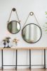29.5" in On-trend Hanging Round Mirror with Black Framed and with Rope Strap Contemporary Industrial Decor for Bathroom, Bedroom, or Living Space