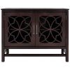 U-style Wood Storage Cabinet with Doors and Adjustable Shelf, Entryway Kitchen Dining Room, Brown