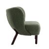 Modern Accent Chair Lambskin Sherpa Wingback Tufted Side Chair with Solid Wood Legs for Living Room Bedroom, Seaweed Green