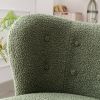 Modern Accent Chair Lambskin Sherpa Wingback Tufted Side Chair with Solid Wood Legs for Living Room Bedroom, Seaweed Green