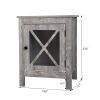 Set of 2 Industrial Nightstand Side Table End Table with X Design Glass Door - Light Gray Wood XH