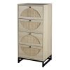 Natural rattan, Cabinet with 4 drawers, Suitable for living room, bedroom and study, Diversified storage