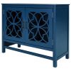 U-style Wood Storage Cabinet with Doors and Adjustable Shelf, Entryway Kitchen Dining Room, Navy Blue
