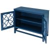 U-style Wood Storage Cabinet with Doors and Adjustable Shelf, Entryway Kitchen Dining Room, Navy Blue